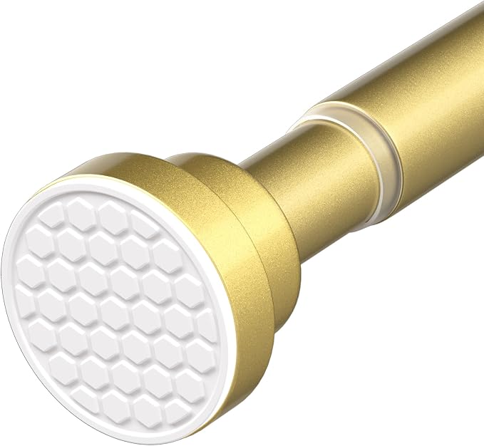 Tension Curtain Rod 30-64Inch Curtain Rods for Windows Gold Spring Curtain Rod no Drilling Adjustable Expandable Tension Rods for Windows,Doorway,Closet,Bedroom