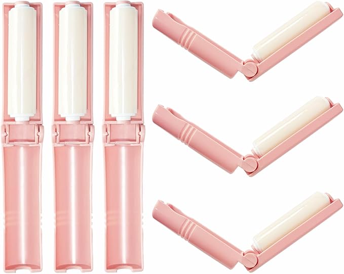 Mini Reusable Lint Roller 6 Pack, Washable Sticky Gel Lint Remover, Pink | Portable & Easy Carry, Foldable Design, Washable Sticky Gel, For Clothes & Luggage, Travel Ready