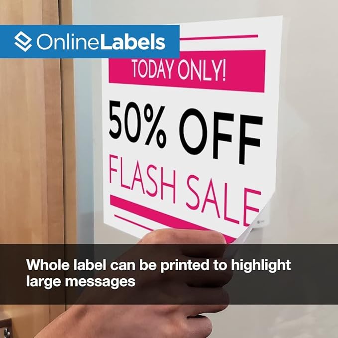 Removable Full Sheet Labels - 8.5 x 11-1000 Sheets - Inkjet/Laser Printers - Vertical Back Slit for Easy Peeling - Online Labels