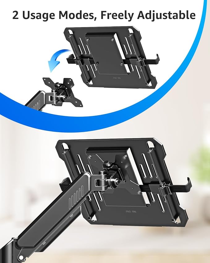 MOUNTUP Laptop Stand for Desk, 2-in-1 Monitor Mount with Laptop Tray Holds 2.2-22lbs, Adjustable Laptops Arm Mount for Max 17" Notebook & 32" Monitor, Laptops Desk Arm with Clamp/Grommet