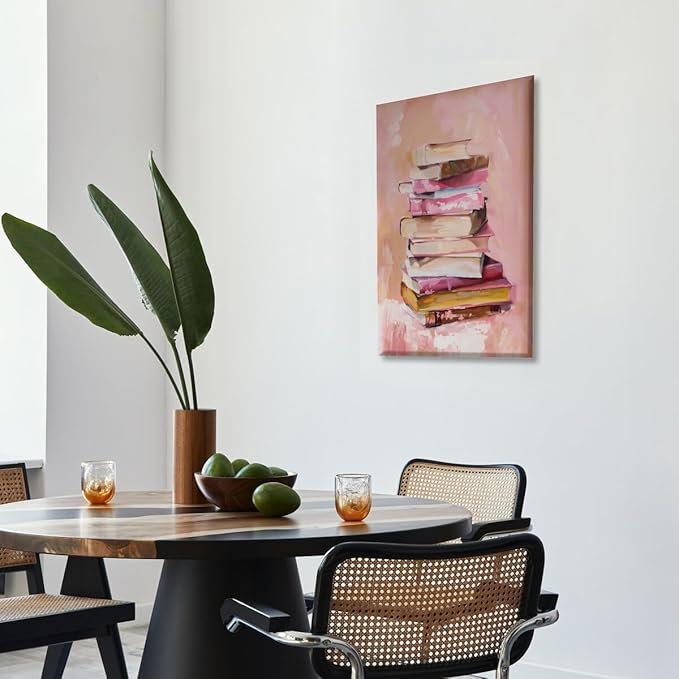 Pastel Book Stack Art Aesthetic Poster Canvas Wall Art Decoration Living Room Home Decor Bedroom Decoration Poster Unframed8x12inch