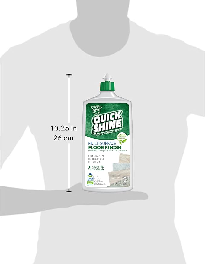 Quick Shine Multi-Surface Floor Finish-Polish 27oz-2pk | Safer Choice, No PFAS, pH Neutral Clean Shine Technology | Squirt & Spread | For Wood, Laminate, LVP, LVT, Tile & Stone | Made in USA