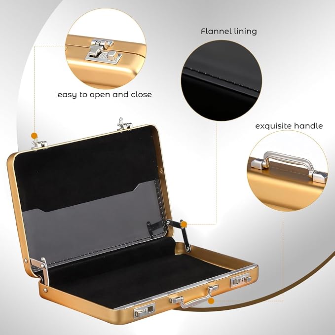 Ciieeo Business Card Holder, Mini Briefcase Metal Business Card Holder Aluminum Credit Card Case Mini Briefcase Organizer Portable Case for Men Women Professional Image Waterproof