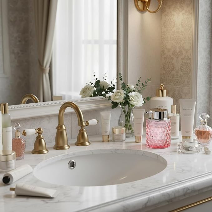 10 Oz Glass Hand Soap Dispenser with Pump, Refillable Bathroom Gold Foaming Soap Dispenser, Vintage Glass Diamond Lotion Container Bottle for Bathroom and Kitchen (1, Pink and Silver)