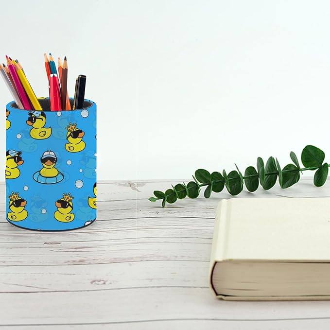 Cute Duck Pen Holder Pencil Cup for Desk Organizer | Cute Makeup Brush Holder PU Multifunctional Office Suppliesfor Decor Home Classroom School