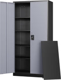 Letaya Metal Garage Storage Cabinets with Lock Door and Adjustable Shelves, Steel Tool Cabinets for Home,Office,Warehouse Organisieren (Black Gray)