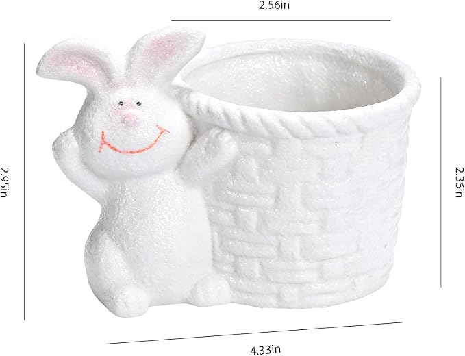 Ceramic Rabbit Shaped Pen Pencil Holder for Desk Decoration Accessories Rabbit Decor Makeup Brush Pen Cups Office School Ideal Gifts for Women, Mom or Birthdays