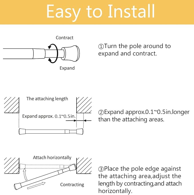 KXLife Spring Tension Curtain Rod Adjustable 11-17 Inch, 6Pcs, Black | No Drilling, Expandable Spring Loaded, Suitable for Window, Sidelight, Kitchen and Small Spaces