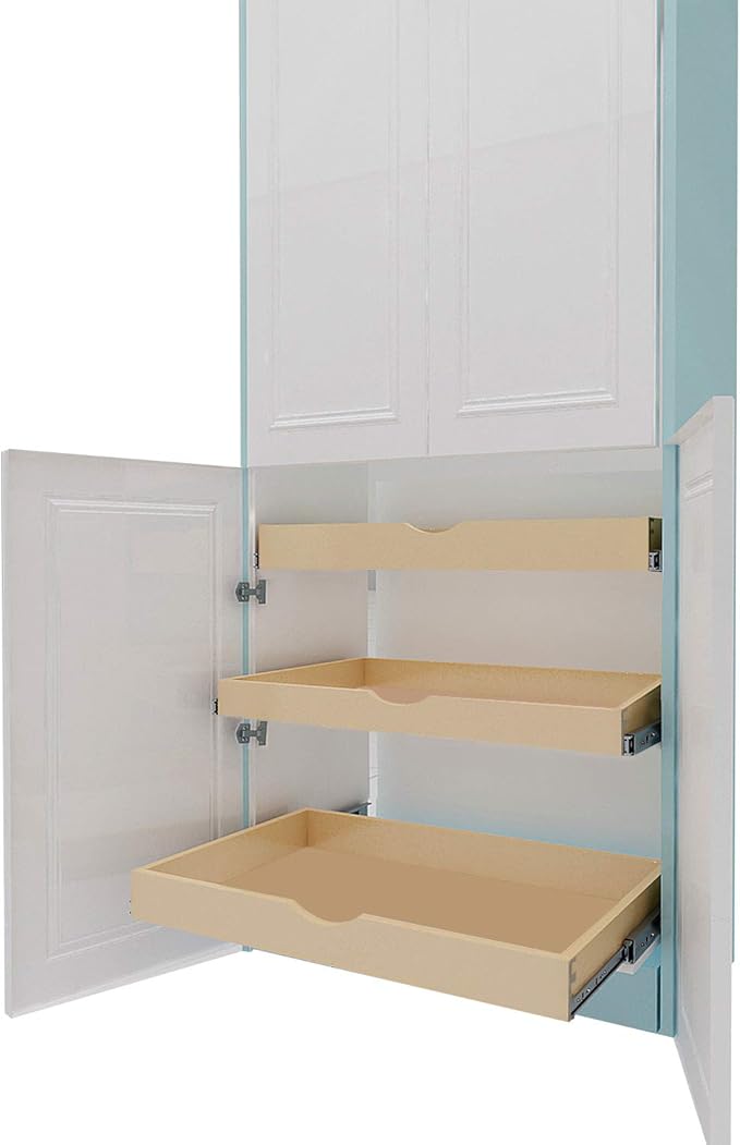 Couver Pull Out Drawers For Cabinets, 18"W x 21"D x 3"H Soft Close Slide Out Wood Shelves Storage Organizer for Kitchen, Finished, Heavy-Duty, Non-Assemble