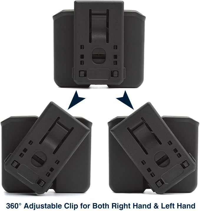OWB Polymer Double Magazine Holster Ambidextrous Carrier, Fits 9mm/.40 Calibers Double Stack Magazines of Glock, S&W, Sig Sauer, Springfield, Taurus, Beretta, Ruger, Walther, Canik, Colt, CZ, H&K