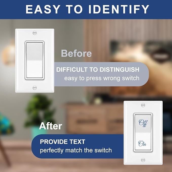 780 Pcs Light Switch Sticker Labels, 62 Designs Transparent Switch ID Sticker Blue Switchboard Label Decals for Home Kitchen Bathroom Office School