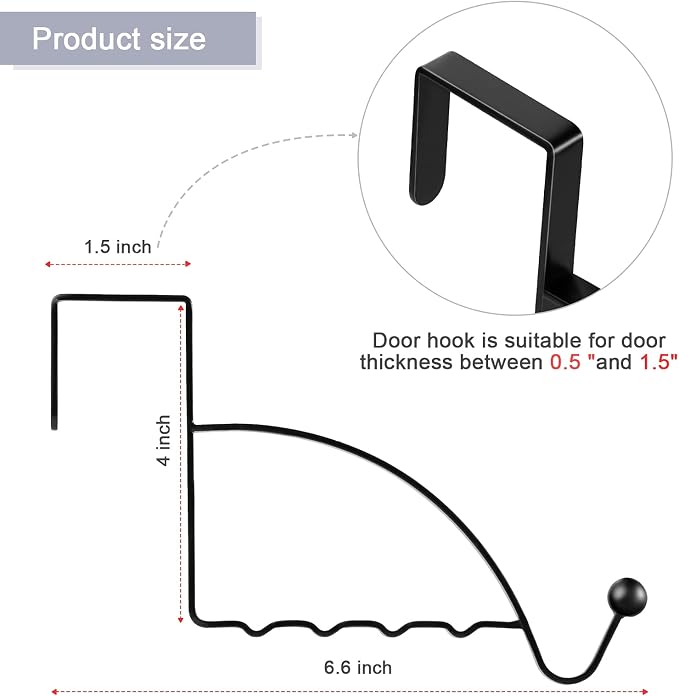Hotop 4 Pieces Over The Door Hooks Hanger Multi Hanging Storage Organizers Valet Hooks for Coats Clothes Hoodies Hats Scarves Purses Keys Bath Towels Robes and More(Black)