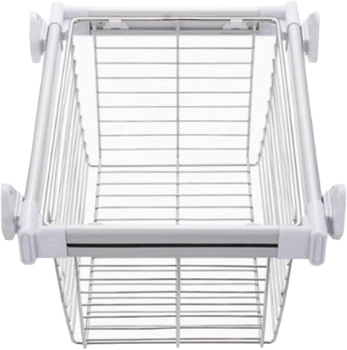 Closet Pull-Out Basket,Stackable Storage Bins,Stainless Steel Stackable Shelf Baskets Organizer,Adjusted Width for Bedroom Office Bathroom(20.47-22.44in)