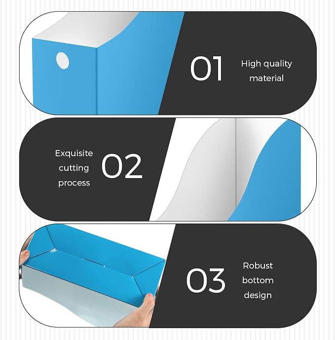 Jutom 48 Sets Cardboard Magazine Holders with Labels for Office,Blue