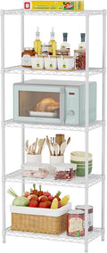 SINGAYE 5 Metal Shelves Wire Shelving Storage Shelf Adjustable Unit Pantry | 5 Tier Kitchen Laundry Room Organization Home Pantry Closet Bathroom Organizers Garage Rack 12" D x 22" W x 59" H White