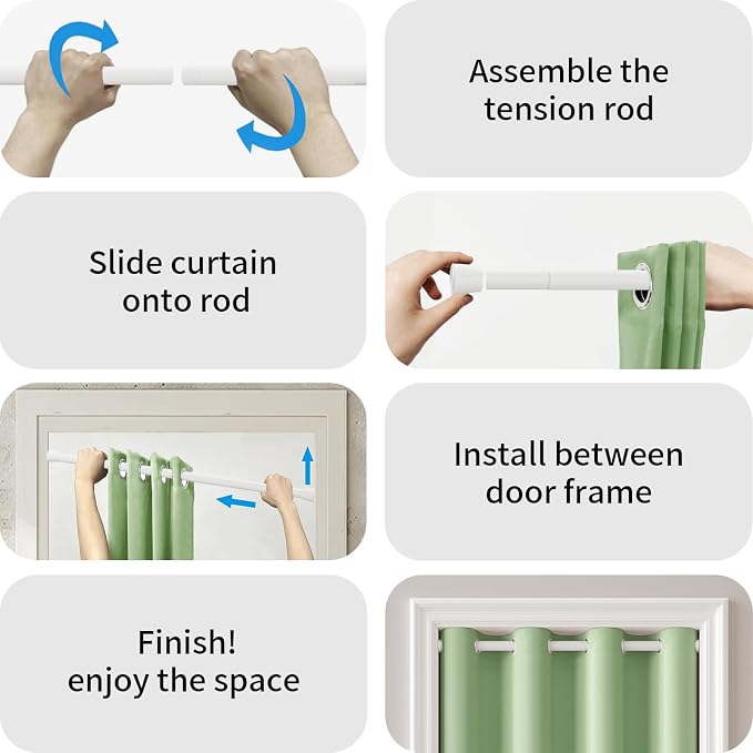 Vatge Magnetic Doorway Curtain for Privacy, Closet Curtain with Rod, Room Dividers for Closet Door and Sliding Door, 1 Panel, W42 x L80, Sage Green