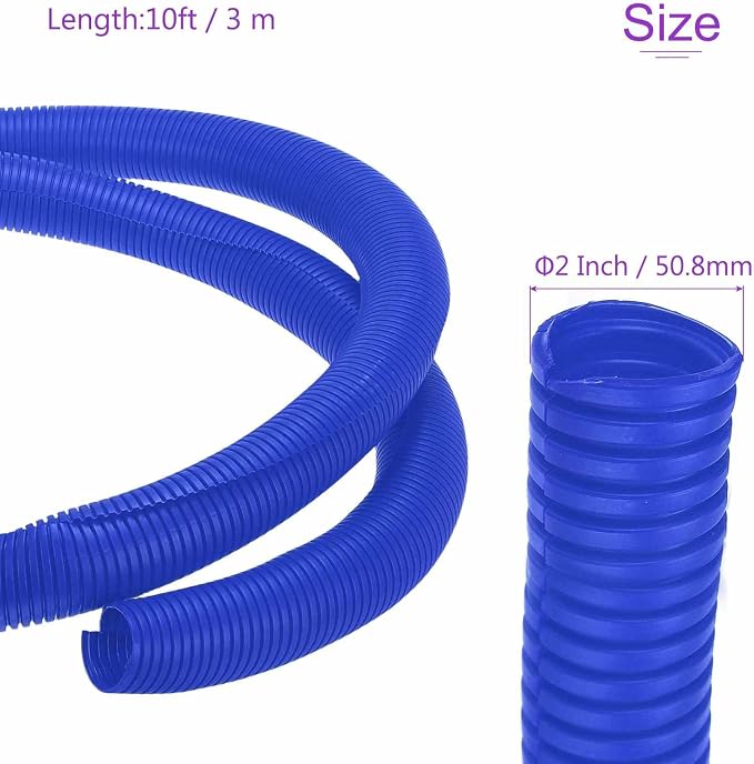 DMiotech 10ft Wire Loom Split Tubing 2 Inch(50.8mm) ID, Cord Protectors from Pet Flexible Conduit Cable Management for Office Home Garden, Blue