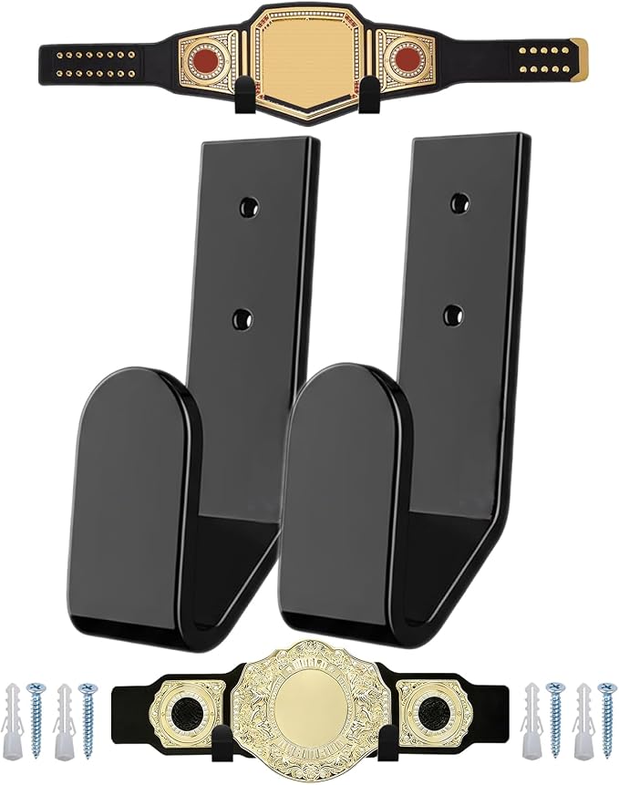Wrestling Championship Belt Wall Mount Display Holder,Boxing Champion Belt Hanger Set,Storage Rack,Wrestlers Hanging Perfect Title Belts for Wall Decor
