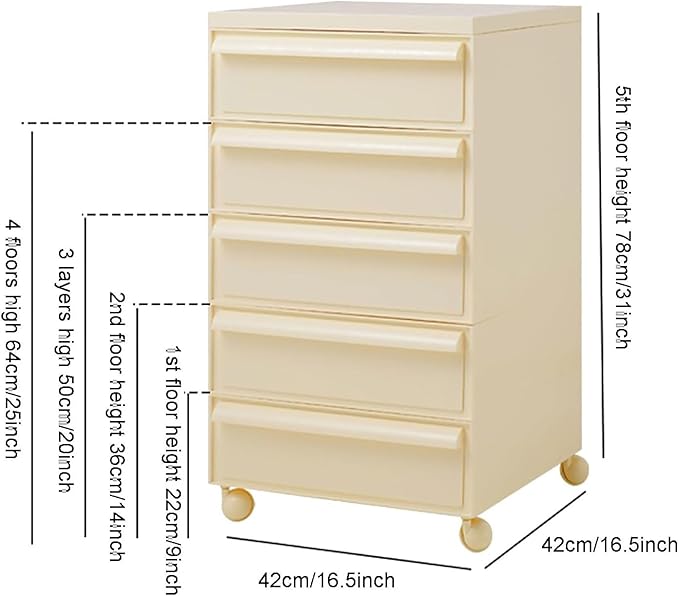 ELEFOCUS 5 Stackable Plastic Storage Bins, rotatable Storage cabinets and Drawers, Bedside Storage Units(Size:42x42x64cm(17x17x25inch),Color:C)