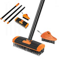 2026 Deck Brushs 3 in 1 Floor Scrub Brush with Long Handle, 3-in-1 Weed Brush Combo Set with Detachable Handle, Deck Scrub Brushs for Patio, Pavers, Driveway, Walkway, Stone Joints (Orange)