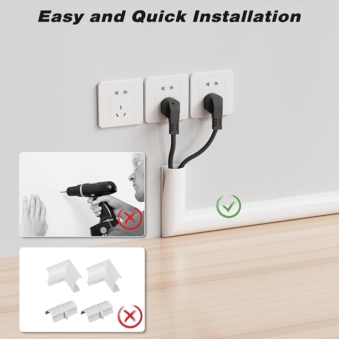 39" Silicone Cord Hider for Wall Mount TV,Large Self-Adhesive Cable Hider for 2-3 Cords,Cable Management Under Desk,Cord Organizer,Cable Raceway Home & Office Trim,Cord Concealer Channel,White