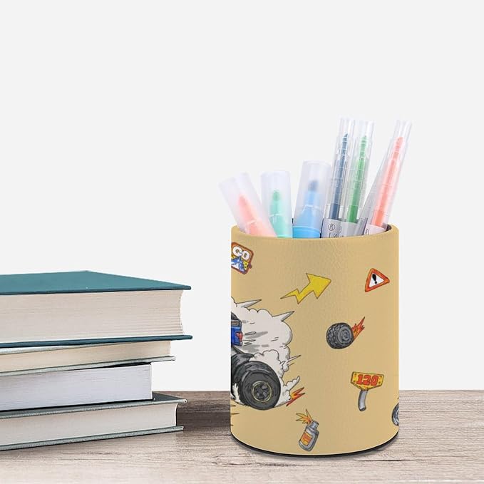 Truck Pen Holder Pencil Cup for Desk Organizer | Cute Makeup Brush Holder PU Multifunctional Office Suppliesfor Decor Home Classroom School