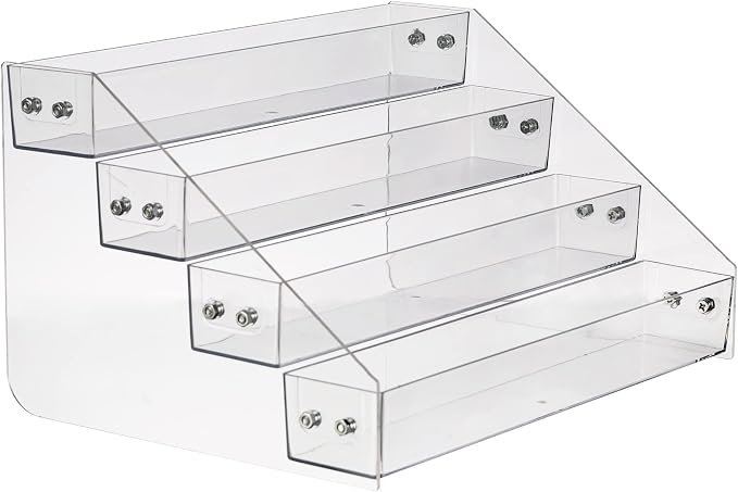 Acrylic Spice Rack, Tiered Spice Rack Shelf Seasoning Organizer | for Countertop, Cabinet, Pantry, Kitchen Storage - 4 Tier