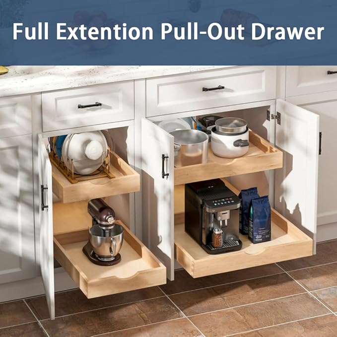 Pull Out Cabinet Drawers - 6x2 Size Options (12-23'W,18-21'D), Pre-Assembled with Soft Close Slides, Solid Beechwood, Easy Installation (18'W x 21'D)