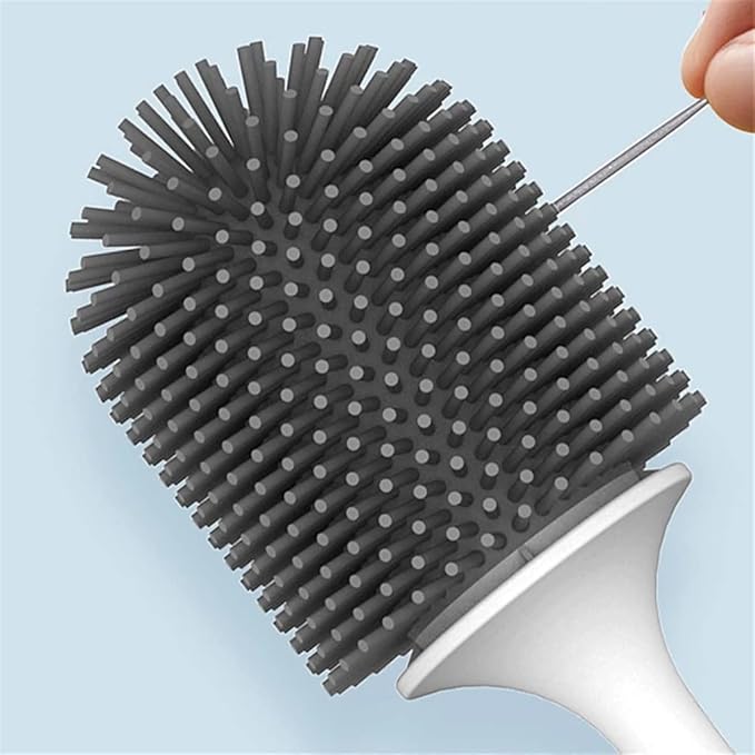 Toilet Brush for Bathroom Silicone Brush Holder Cleaning Tool Home Cleaning Brush for Toilet Bathroom Accessories Set Bathroom Toilet Brush Holder (Gray) (Black)
