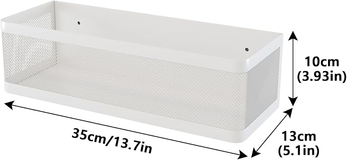 Magnetic Shelf for Washing Machine, White, L13.78in*W5.12in*H3.94in | Magnetic Organizer for Laundry, Hanging Basket Storage, Magnetic Fridge Shelves, Spice Rack for Refridgerator, 16.5-lb load