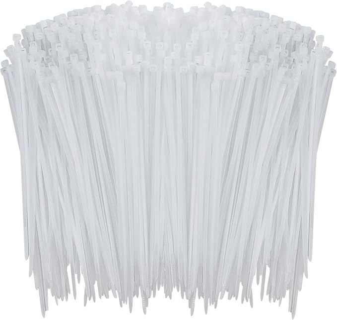 1000 Pcs White Zip Ties, 6 Inch Clear Self-Locking Nylon Cable Ties, Premium Heavy Duty Plastic Wraps Wire Ties for Indoor and Outdoor