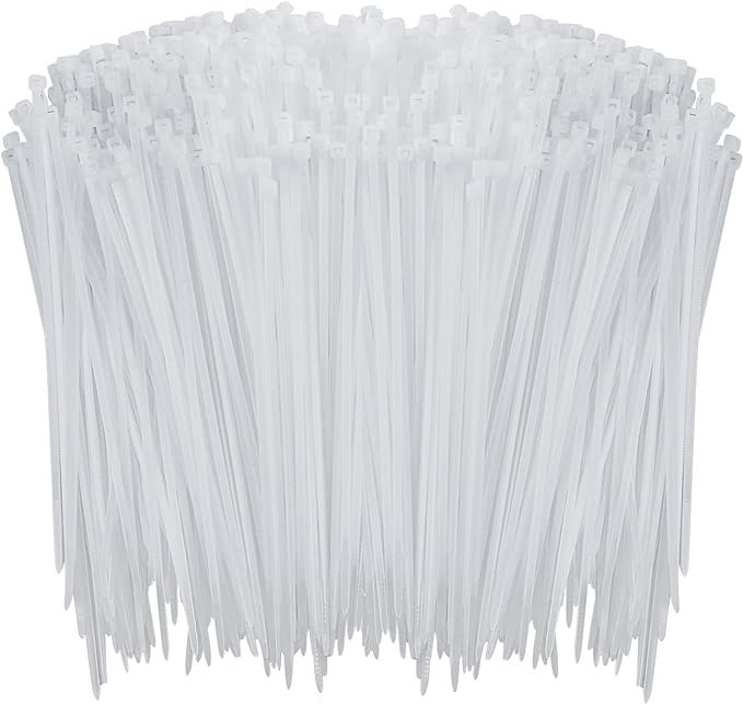 1000 Pcs White Zip Ties, 4 Inch Small Clear Self-Locking Nylon Cable Ties, Plastic Premium Thin Wraps Wire Ties for Indoor and Outdoor