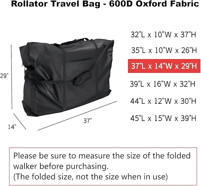 Rollator Travel Bag with 2 Medical Equipment Luggage Tag - Waterproof Wheelchair Bag for Folding Walker Wheelchair Transport Chair Portable Large Duffel Bag Carry Case (37" Lx14 Wx29 H)