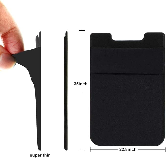 Fulgamo Phone Wallet Stick on,Card Holder for Phone Case,Phone Card Holder | 2Pack,Stretchy,Self Adhesive Sticker,Double Pocket,Sticky,Credit ID Card Pouch,Back of Cell Phone,For iPhone Samsung Galaxy