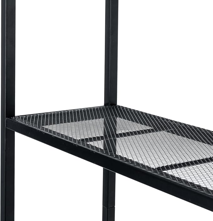 MyGift 3 Tier Over The Toilet Storage, Freestanding Bathroom Organizer Shelf, Above Toilet Rack with Removable Magazine Holder Basket, Black Metal Cabinet for Laundry Space Saver, 26.4x7.8x63.6 Inch