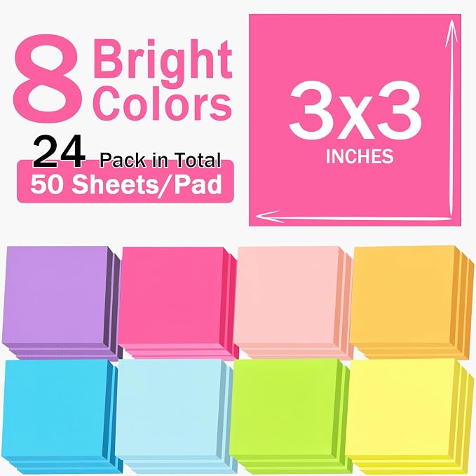 2 Pack Pop Up Sticky Note Dispenser with 24 Pads Pop Up Sticky Notes 3x3 Refills, Sticky Note Holder with 8 Colors Accordion Sticky Notes, Memo Note Pads Back to School Home Office Desk Supplies