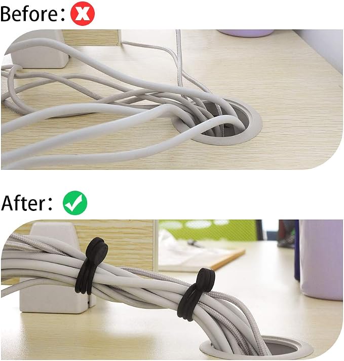 SMART&COOL Reusable Silicone Magnetic Cable Ties for Bundling and Organizing, Holding Stuff, Book Markers, Fridge Magnets, Assorted Color, 7.16'' (20-Pack, Black)
