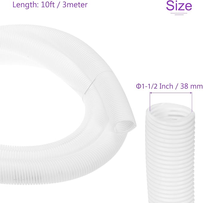 DMiotech 10ft Wire Loom Split Tubing 1 1/2 Inch(38 Mm) ID, Cord Protectors from Pet Flexible Conduit Cable Management for Office, Home, Garden, White