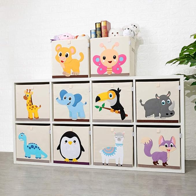 CLCROBD Foldable Animal Cube Storage Bins Fabric Toy Box/Chest/Organizer for Kids Nursery, 13 inch (Fox)