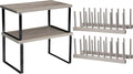 Marsui 4 Pcs Kitchen Organizer Accessories Set for Cabinet,Gray | Cabinet Organizer Shelves, Bamboo Dish Drying Plate Rack, Wooden Counter Storage Holder, for Spice Dish Pot Lid Bowl Cup