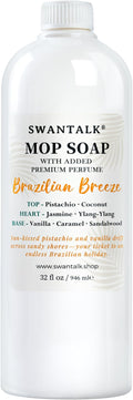 Premium Mop Soap Highly Scented, Odor-Eliminating Floor Cleaner for Mopping Hardwood, Tile, LVP, Laminate, 4X Concentrated Formula, Streak-Free No Residue, Pet Safe, 32oz (Brazilian Breeze)