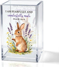 I Am Fearfully And Wonderfully Made Psalm 139:14 Acrylic Pencil Pen Holder Cup, Cute Rabbit Print Bookmark Storage Organizer, Desk Accessories Holder, Graduation Gifts for Daughter Niece
