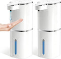 RYTOXILO Automatic Soap Dispenser Touchless, 2 Pack White Auto Soap Dispensers for Bathroom and Kitchen, 15 Fl Oz Plastic Electric Hands Free Dish Liquid Dispensers Wall Mount with 1200 mAh Battery | Touchless, Hands-Free