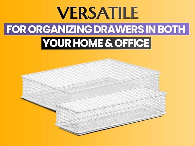 Ybm Home Silver Mesh Drawer Cabinet and or Shelf Organizer Bins, School Supply Holder Office Desktop Organizer Basket 1590s (1, 6x9x2 Inch)