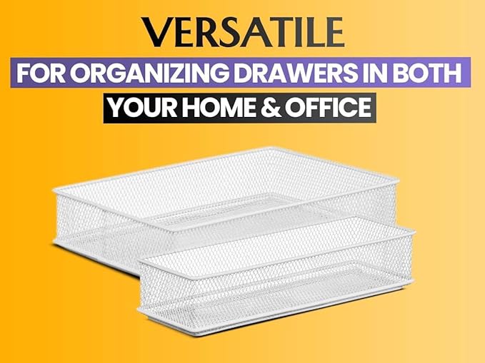 YBM HOME Silver Mesh Drawer Cabinet and or Shelf Organizer Bins, School Supply Holder Office Desktop Organizer Basket (12, 6x6x2 Inch)