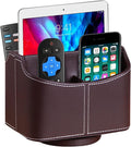 360° Rotating Remote Control Holder, PU Leather TV Remote Caddy Organizer Basket Storage Box with 5 Compartments for Pen, Pencil, Art Supplies, Makeup Brush, Office Desk Table Accessories | Nightstand Organizer Storage Box with 5 Compartments for Penci...
