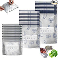 Reusable Aluminum Foil Sealable Storage Bags, Vacuum Zipper Pouches with Label and Stand Up Bottom Design, Leakproof Durable Food Storage Bags for Vegetables Fruits Meat (30, 3 Size)