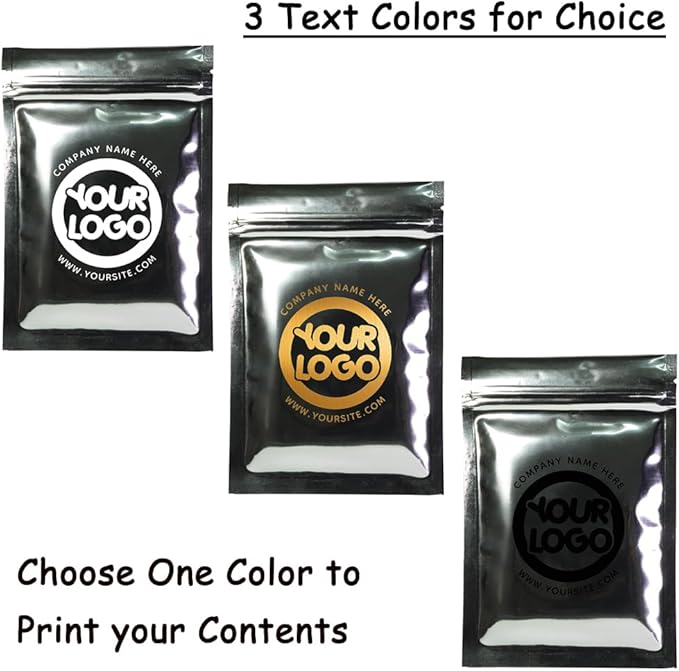100PCS Customized Resealable Mylar Bag Foil Flat Packaging Bag with Tear Notch,Single-Color Printing for LOGO,QR Code,Text (Silver, 10 * 15CM/4.0"*6.0"-100PCS-One Color Print)