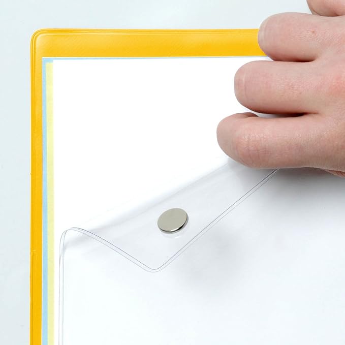 StoreSMART® Magnetic Closure Pockets - Magnetic-Back - 11" x 17" - 10-Pack - Yellow - MCP3512MB-Y-10