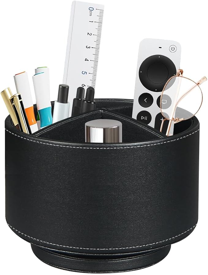 BIBELUN TV Remote Control Holder 360 Swivel Pen Holder Art Supply Organizer | Nightstand Organizer Caddy, Desk Accessories for Media Controllers Office Supplies, Living Room Bedside Table Decorations